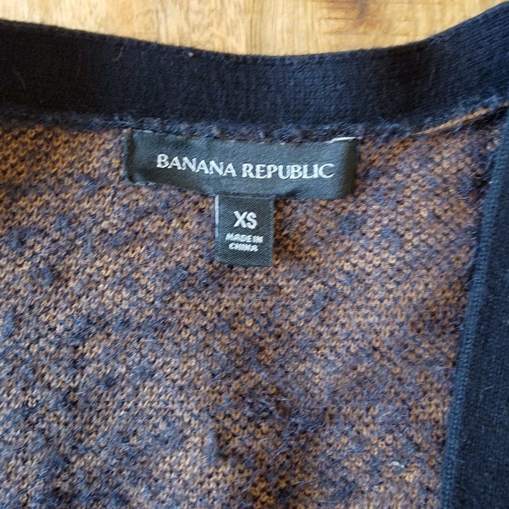 Banana Republic Zebra Animal Print Black Brown Cardigan Sweater V Neck Size XS - Picture 6 of 12
